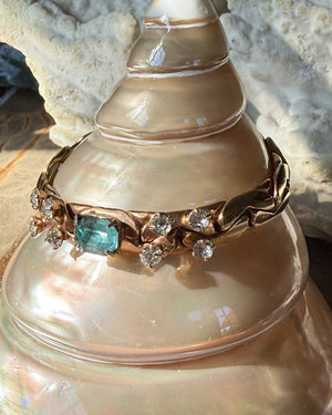 50s Gold & Aqua Crystal Bracelet