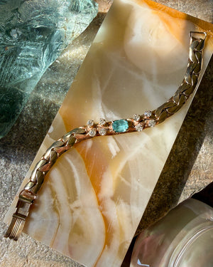50s Gold & Aqua Crystal Bracelet