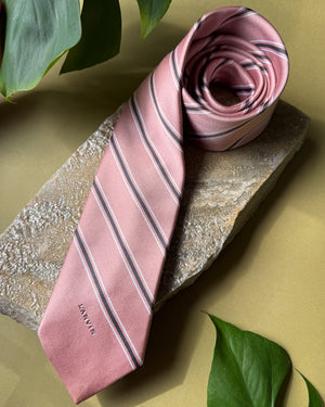Lanvin Pink Striped Silk Tie