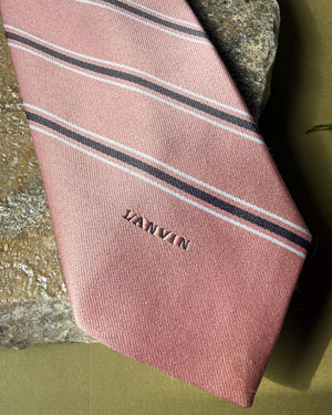 Lanvin Pink Striped Silk Tie