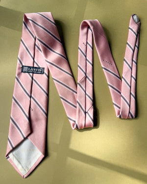Lanvin Pink Striped Silk Tie