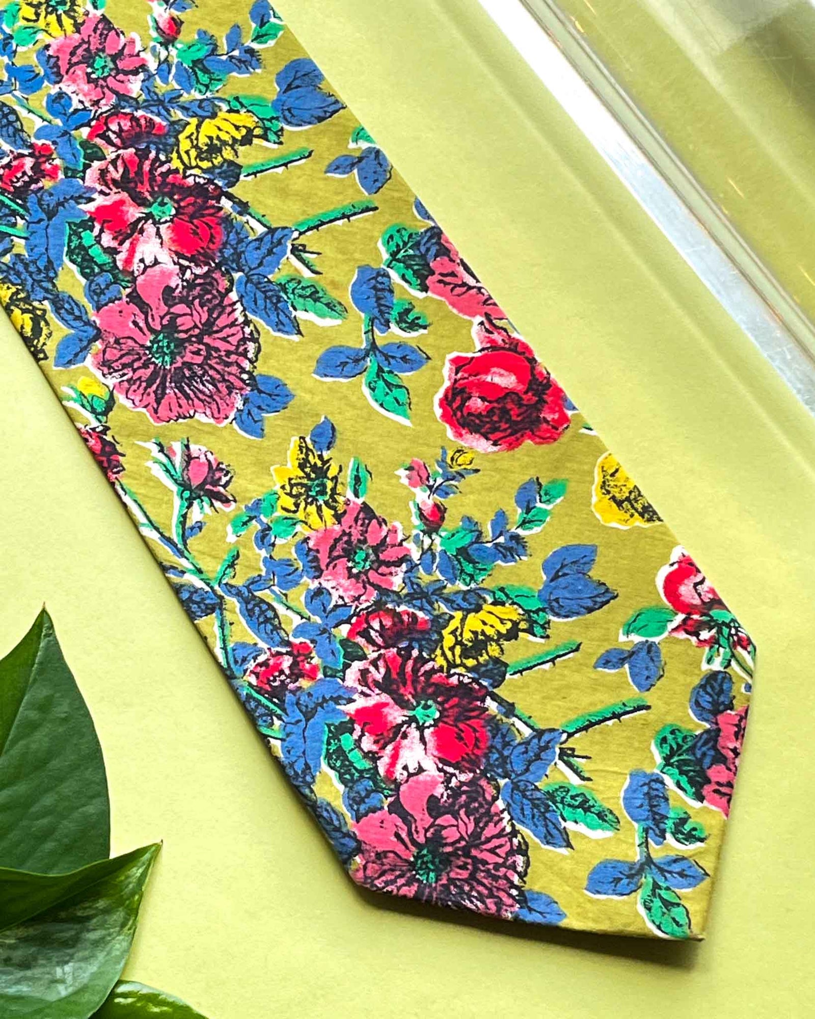 Liberty Chartreuse Floral Tie