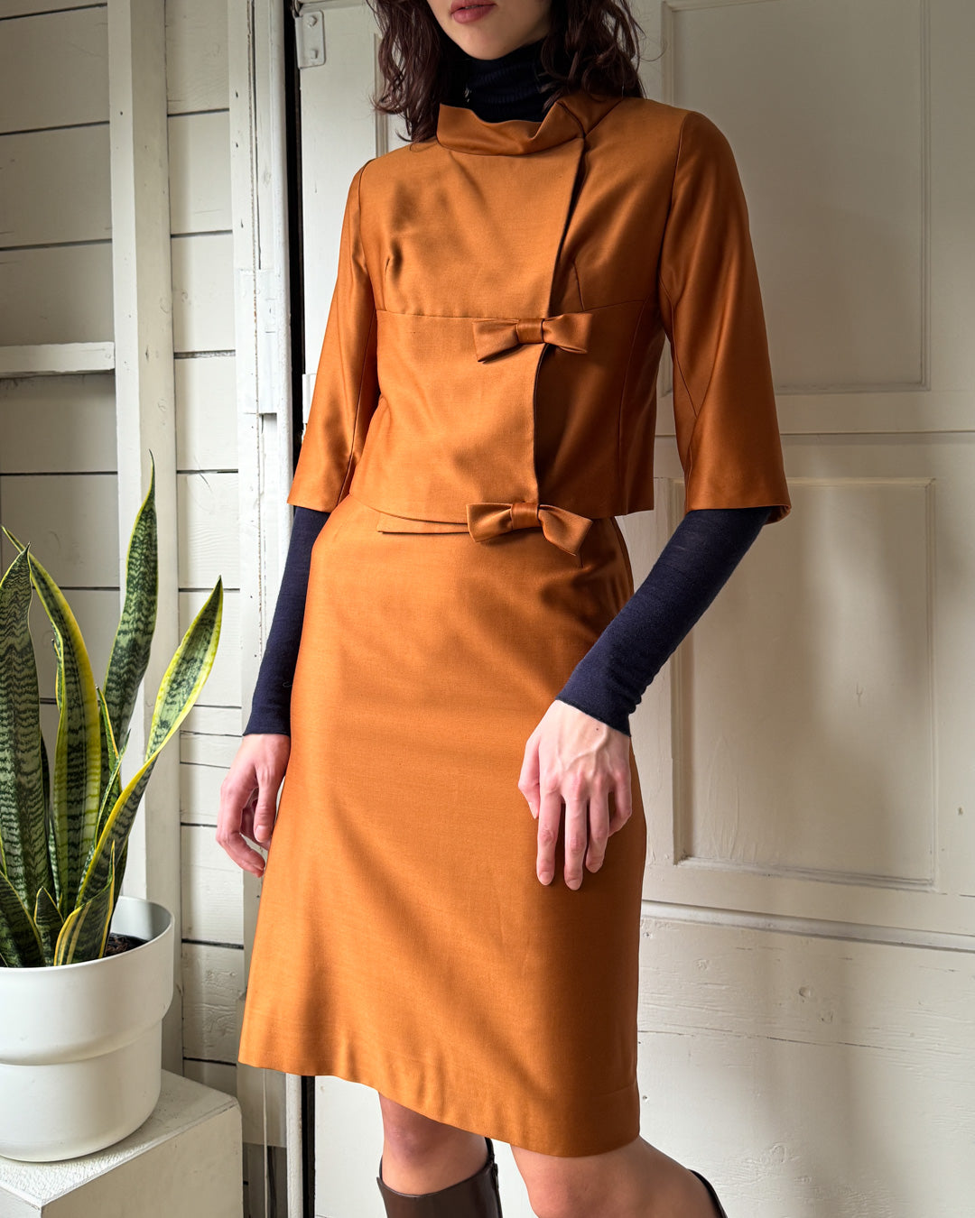 60s Lilli Ann Silk Suit | S