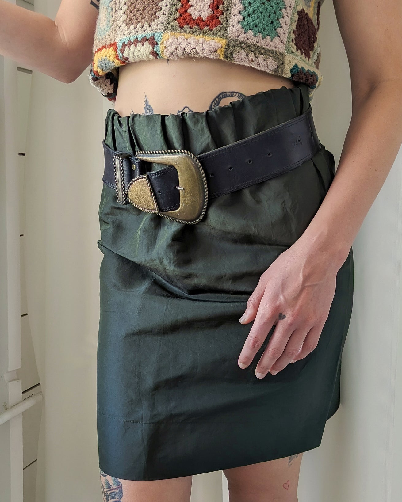00s Marni Olive Green Silk Skirt