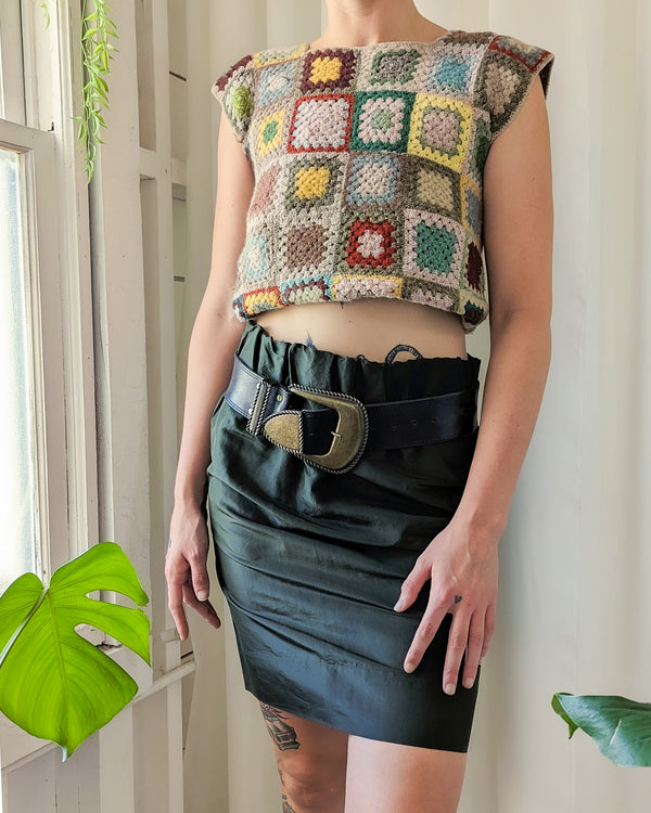 00s Marni Olive Green Silk Skirt | M - Lucky Vintage