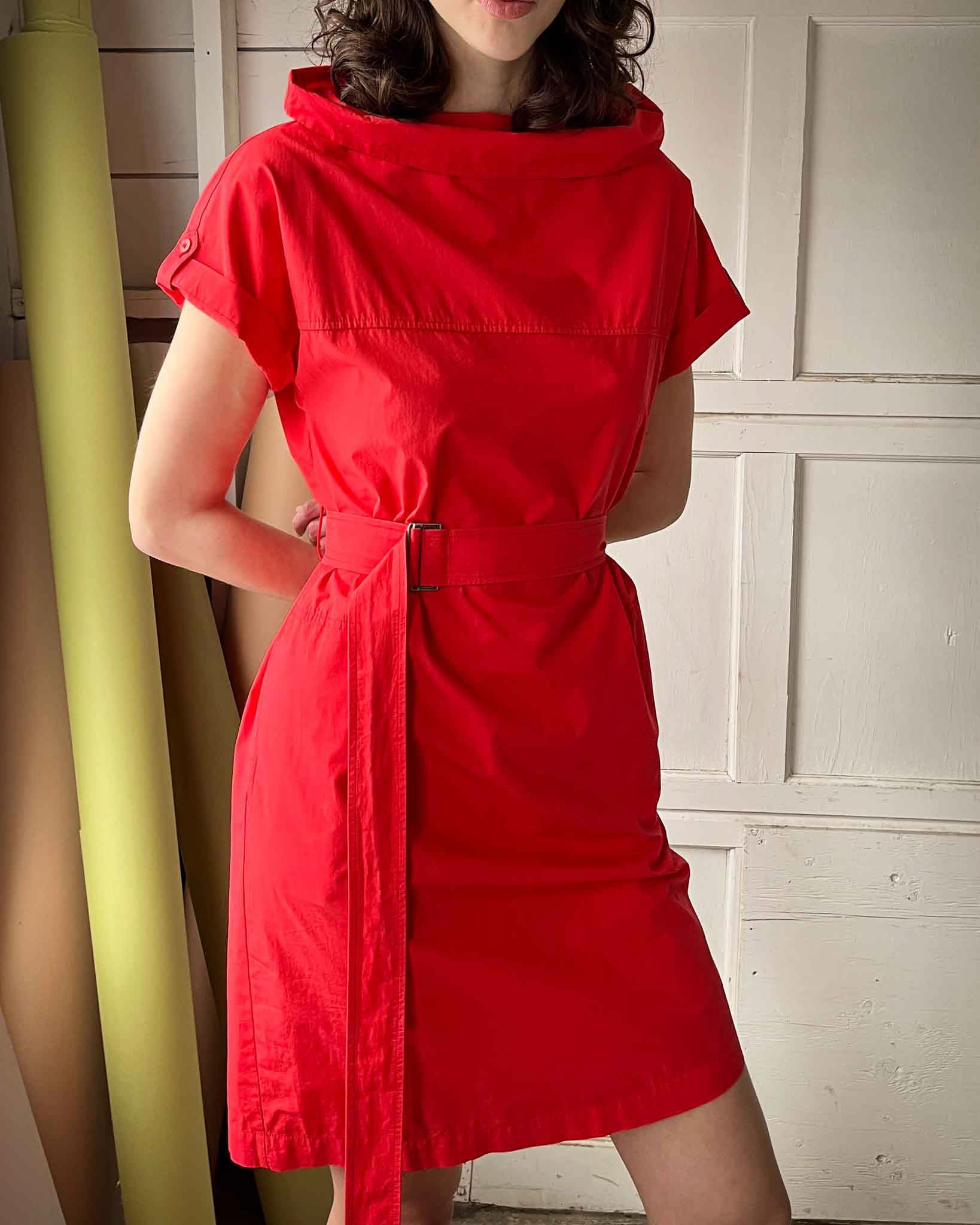 vintage red dress 90s Medium 90s Red Draped Mini Party Dress