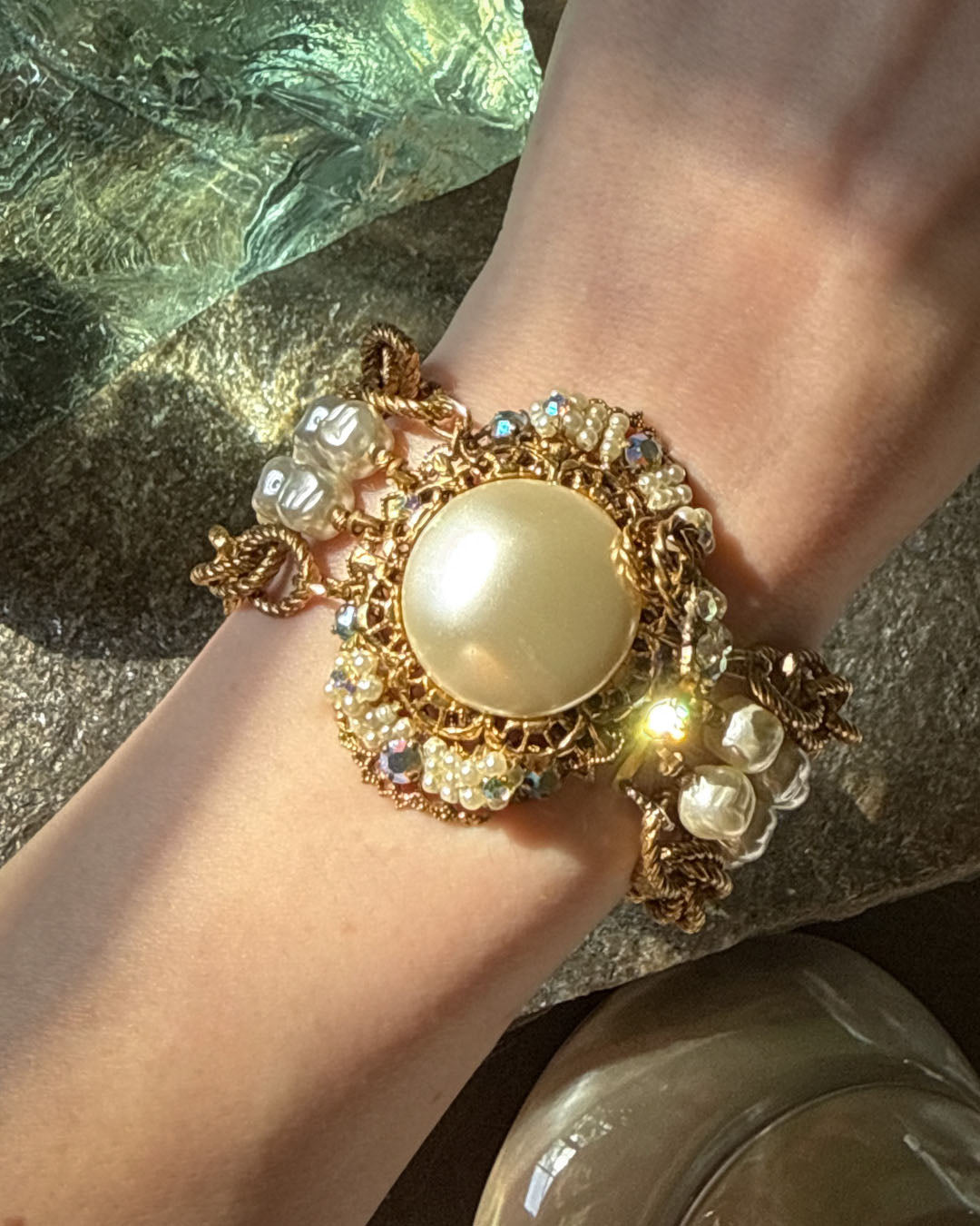 50s Miriam Haskell Pearl & Crystal Bracelet