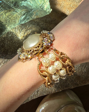 50s Miriam Haskell Pearl & Crystal Bracelet
