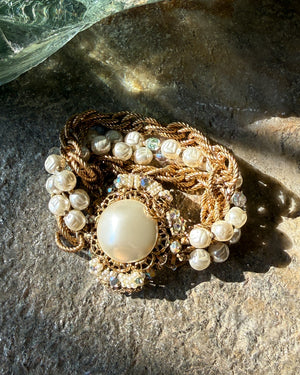 50s Miriam Haskell Pearl & Crystal Bracelet
