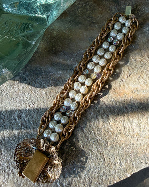 50s Miriam Haskell Pearl & Crystal Bracelet