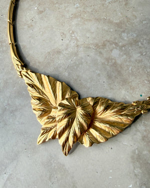 80s Monet Gold Leaf Necklace