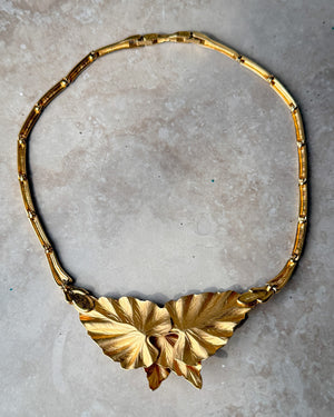 80s Monet Gold Leaf Necklace