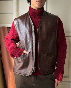 90s Perry Ellis Leather Vest | L