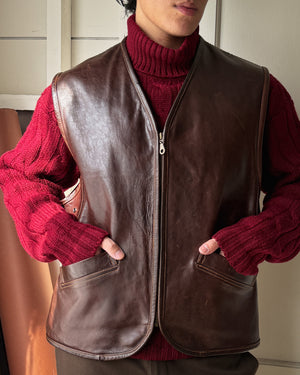 90s Perry Ellis Leather Vest | L