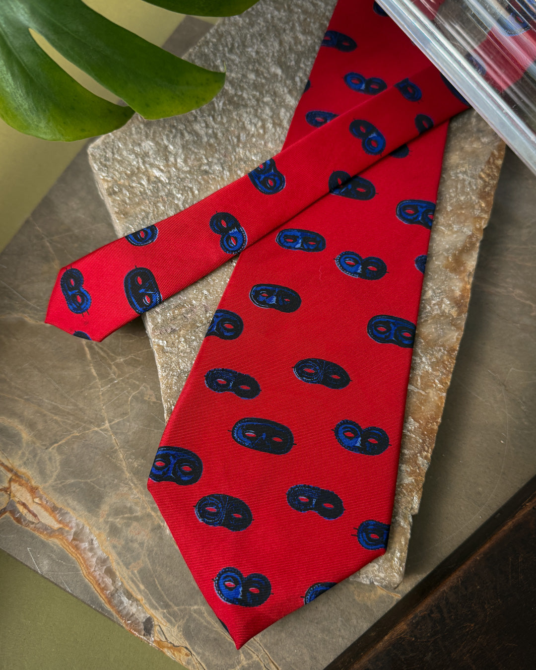 90s Perry Ellis Masks Silk Tie