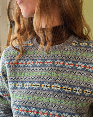 Ralph Lauren Gray Wool Fair Isle Sweater | L