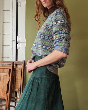 Ralph Lauren Gray Wool Fair Isle Sweater | L