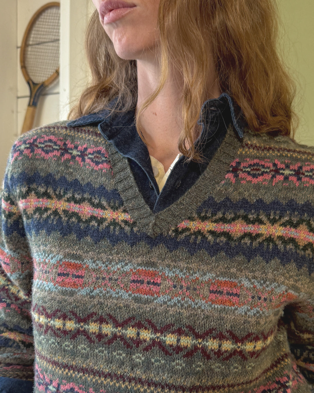 Ralph Lauren Green Wool Fair Isle Sweater | L