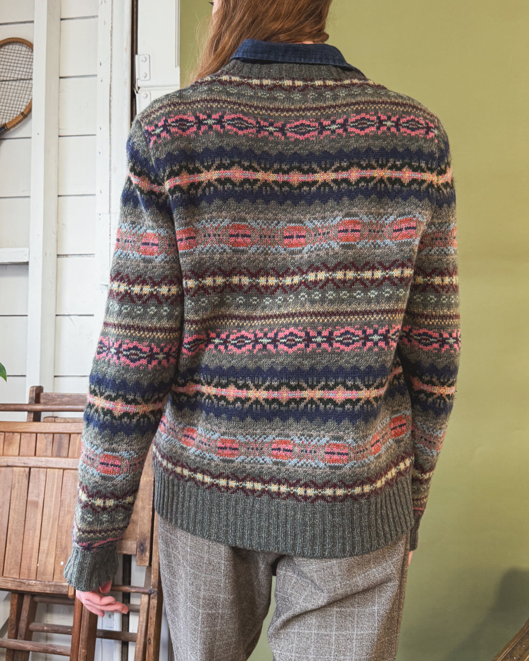 Ralph Lauren Green Wool Fair Isle Sweater | L