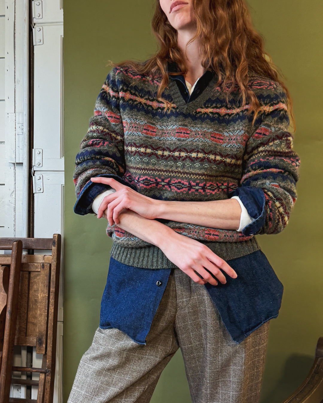 Ralph Lauren Green Wool Fair Isle Sweater | L