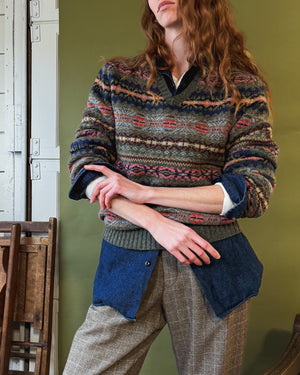 Ralph Lauren Green Wool Fair Isle Sweater | L