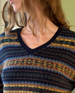 Ralph Lauren Navy Wool Fair Isle Sweater | L