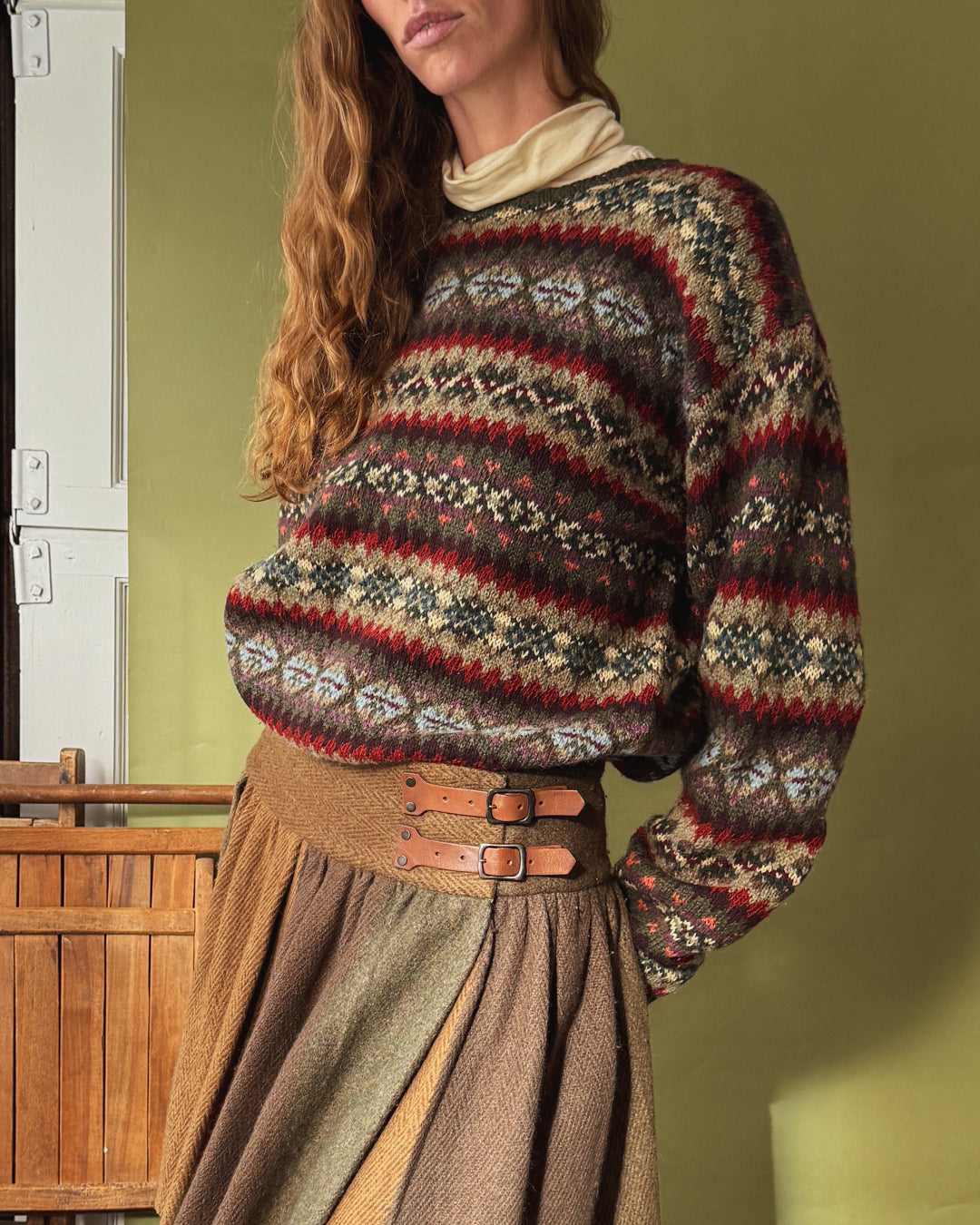 Ralph Lauren Olive Fair Isle Sweater | L