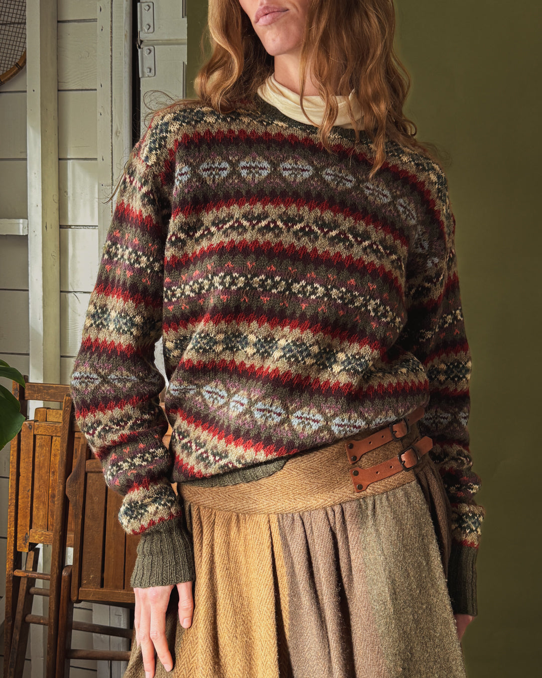 Ralph Lauren Olive Fair Isle Sweater | L