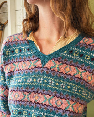 Ralph Lauren Teal Wool Fair Isle Sweater | L