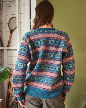 Ralph Lauren Teal Wool Fair Isle Sweater | L