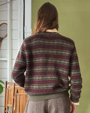 Ralph Lauren Burgundy Wool Fair Isle Sweater | L