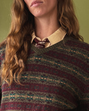 Ralph Lauren Burgundy Wool Fair Isle Sweater | L
