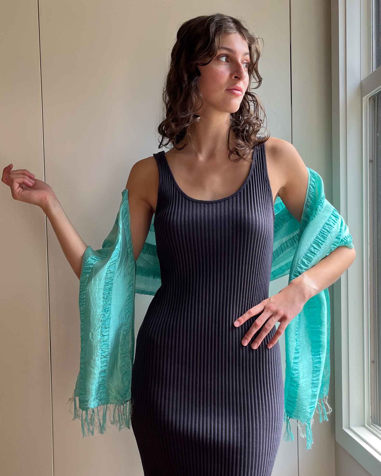 Ralph Lauren Aqua Silk Shawl