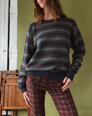 Ralph Lauren Blue Wool Fair Isle Sweater | L
