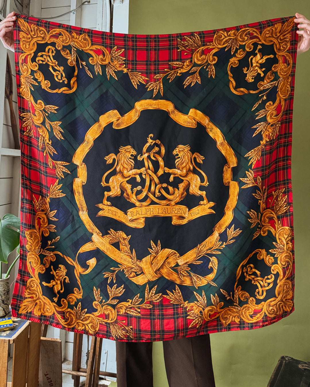 80s Ralph Lauren Baroque Silk Scarf - Lucky Vintage