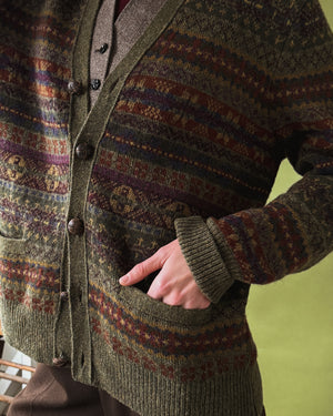 Ralph Lauren Green Fair Isle Cardigan | L