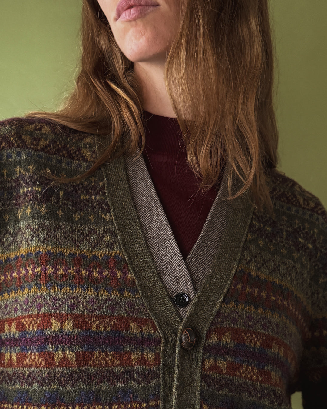Ralph Lauren Green Fair Isle Cardigan | L