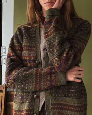 Ralph Lauren Green Fair Isle Cardigan | L