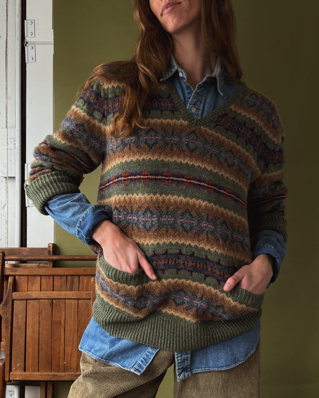 Ralph Lauren Fair Isle Pocket Sweater | L