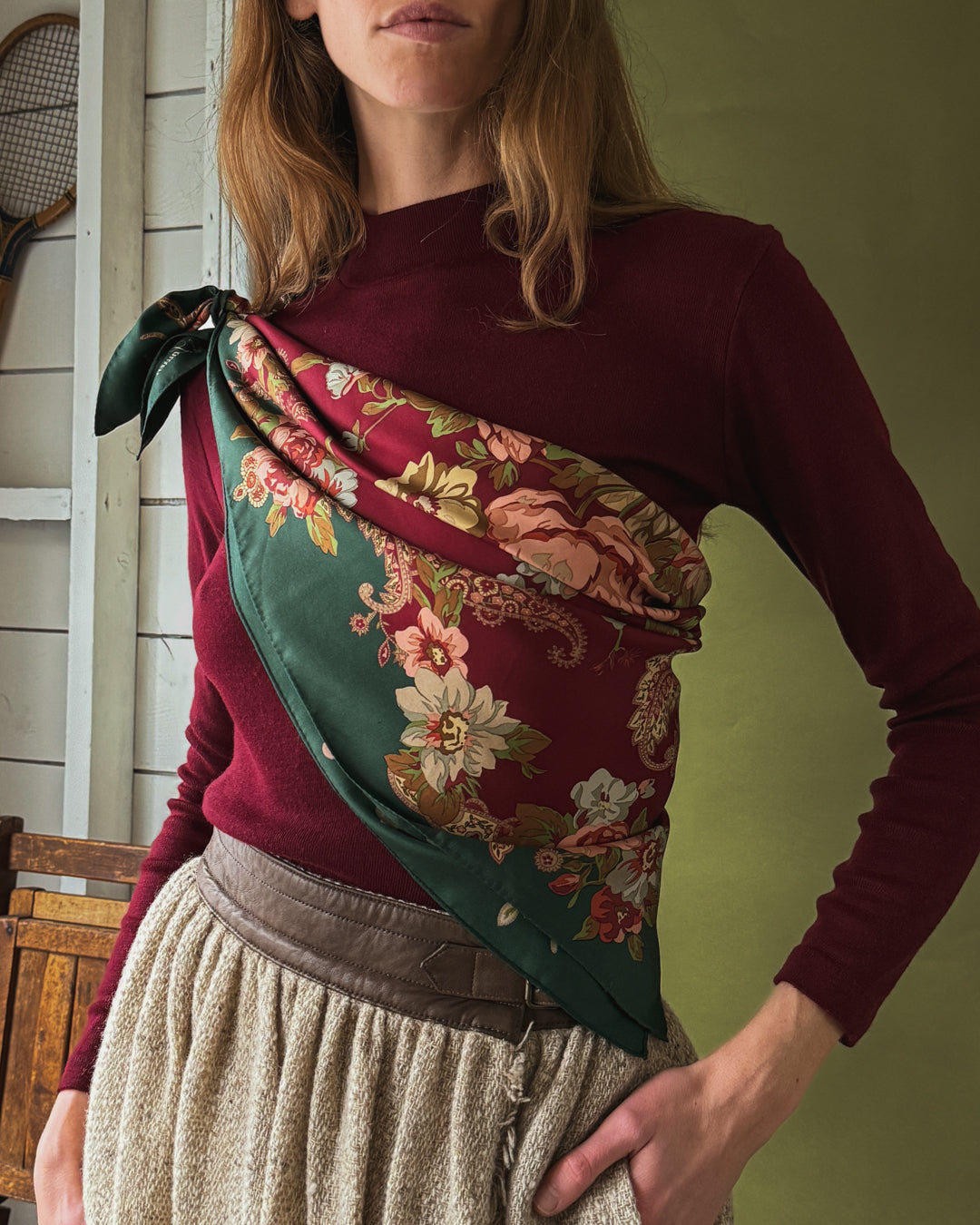 90s Ralph Lauren Floral Silk Scarf