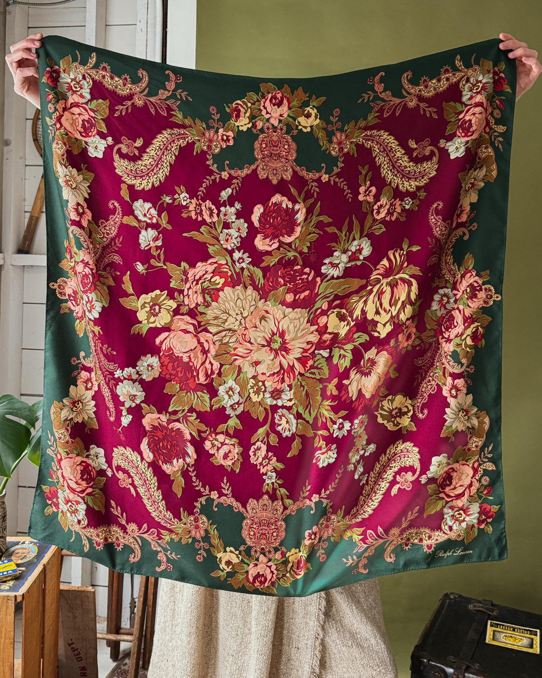 90s Ralph Lauren Floral Silk Scarf