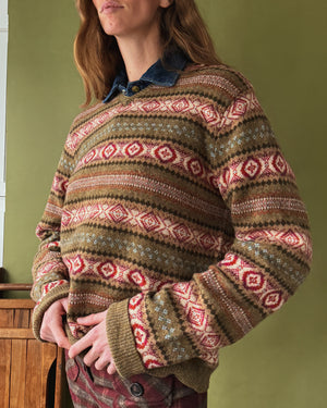 Ralph Lauren Tan Lambswool Fair Isle Sweater | L
