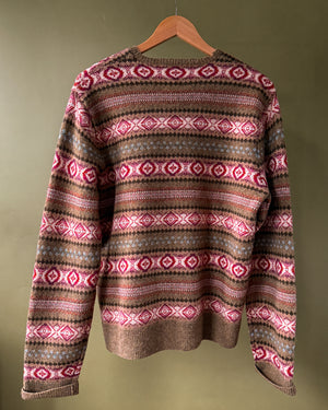 Ralph Lauren Tan Lambswool Fair Isle Sweater | L