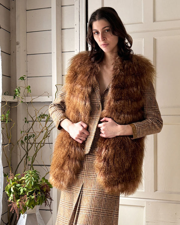F/W14 Sacai Mongolian Lamb Fur Vest | S-M - Lucky Vintage