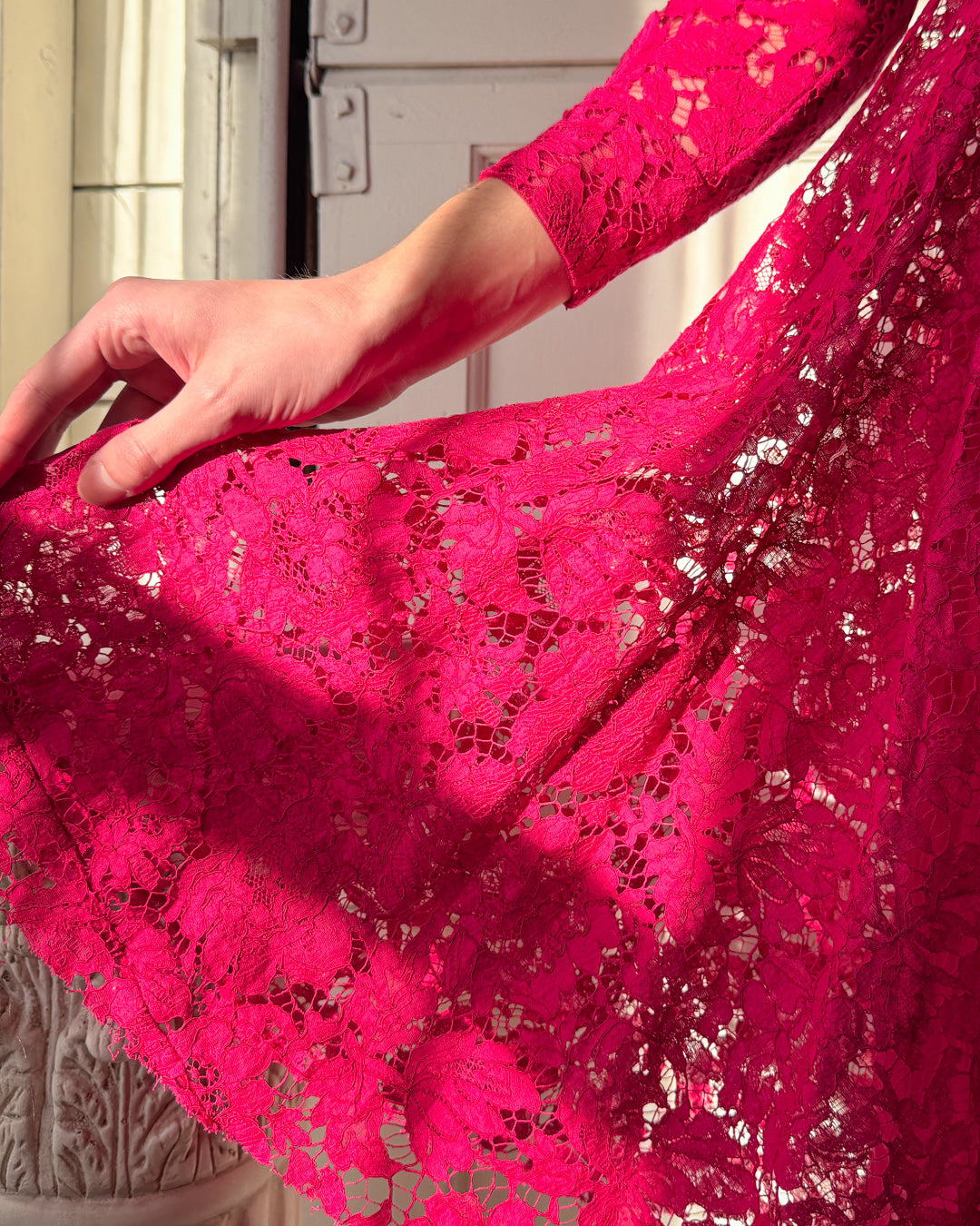 hot pink valentino dress VALENTINO GARAVANI Cutout bow-embellished wool and silk-bend mini dress
