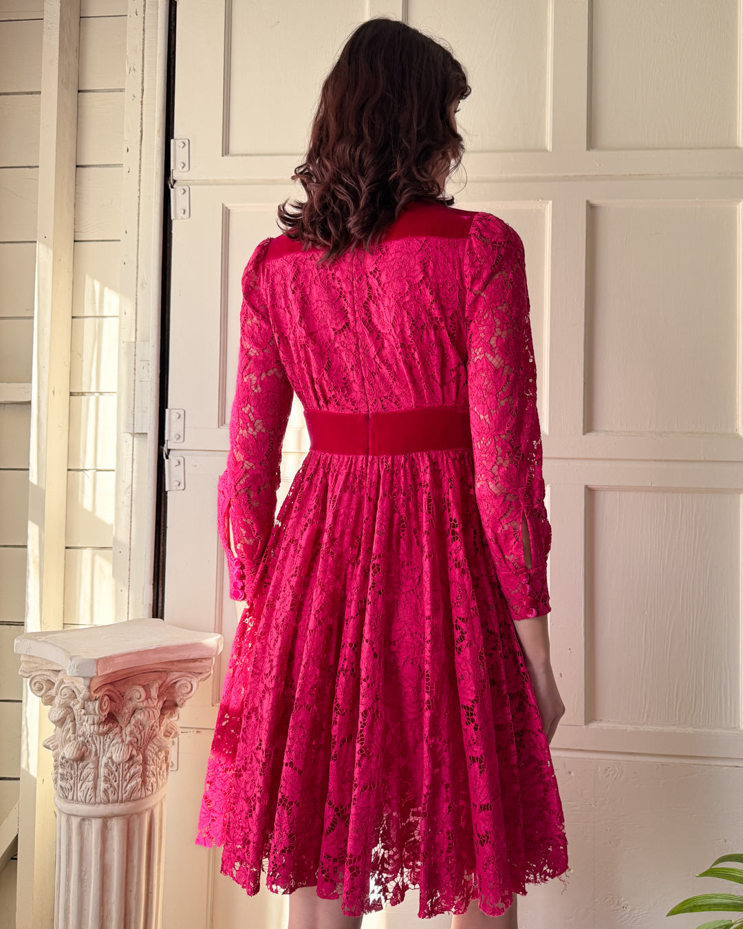 valentino red lace dress Valentino Lace Midi Dress in Red