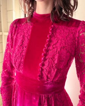 Valentino Pink Lace & Velvet Dress | S-M