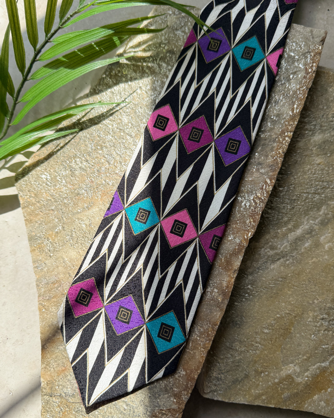 90s Versace V2 Geometric Silk Tie