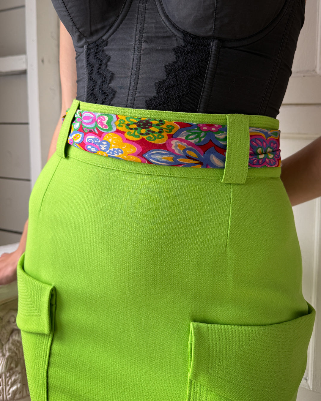 80s Versace Lime Skirt | S
