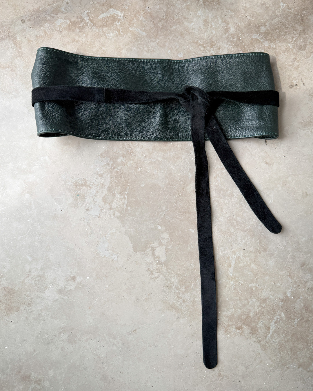 00s Green Leather Obi Wrap Belt